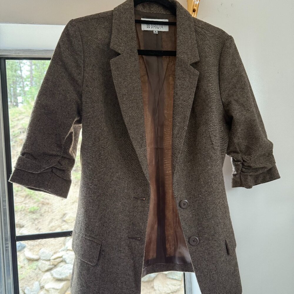 ANTHROPOLOGIE BB DAKOTA | Brown Elbow-Length Blazer, Size Medium